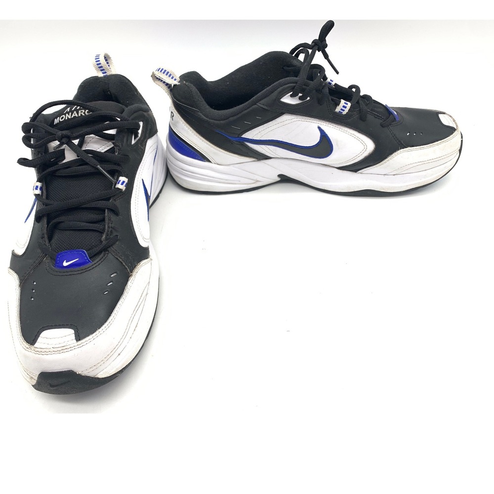 Nike Air Monarch IV Sneakers Mens 13 White Black Blue Leather Training Shoes